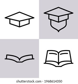 Bibliothekssymbol, Studentensymbol, Graduierungssymbol, mit Zeilensymbol-Stil, geeignet für Bildungswerbung