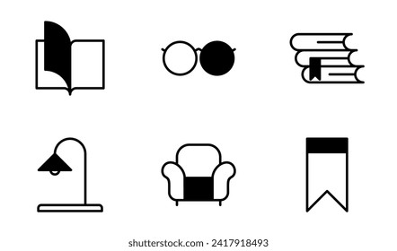 Library icon symbol vector template collection