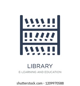 Library icon. Trendy flat vector Library icon on white background from E-learning and education collection, vector illustration can be use for web and mobile, eps10