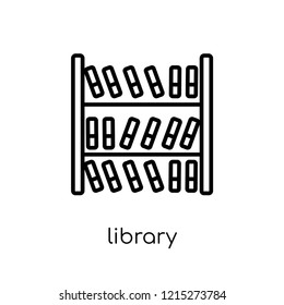 Library icon. Trendy modern flat linear vector Library icon on white background from thin line E-learning and education collection, editable outline stroke vector illustration