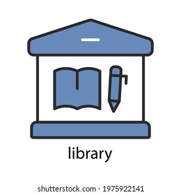 Library icon. Two Tone line colored Design. the icon can be used for application icon, web icon, infographics. Editable stroke. Design template vector