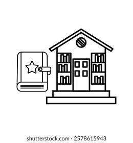 Library icon.  Vector Library Building Icons. Education and Architecture Concept vector illustration, pictogram isolated on white background. color editable