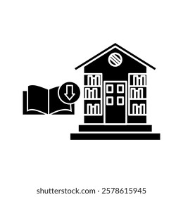 Library icon.  Vector Library Building Icons. Education and Architecture Concept vector illustration, pictogram isolated on white background. color editable