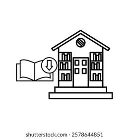 Library icon.  Vector Library Building Icons. Education and Architecture Concept vector illustration, pictogram isolated on white background. color editable