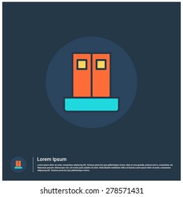 library icon, vector illustration. Flat color design style