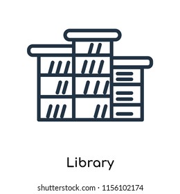 Library icon vector isolated on white background, Library transparent sign , thin symbols or lined elements in outline style