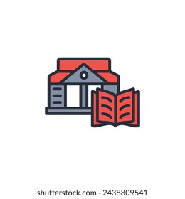 library icon. vector.Editable stroke.linear style sign for use web design,logo.Symbol illustration.