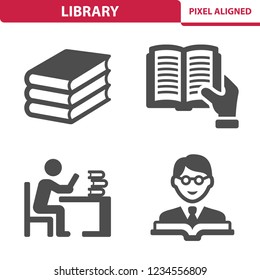 Library Icons. Professional, pixel perfect icons, EPS 10 format.