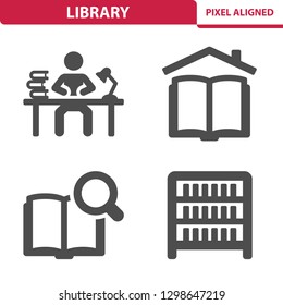 Library Icons. Professional, pixel perfect icons, EPS 10 format.