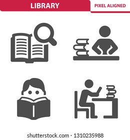 Library Icons. Professional, pixel perfect icons, EPS 10 format.