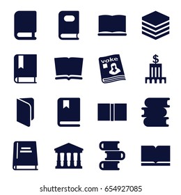 Library icons set. set of 16 library filled icons such as court, book, magazine, bank