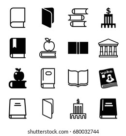 Library icons set. set of 16 library filled and outline icons such as magazine, book, bank, court