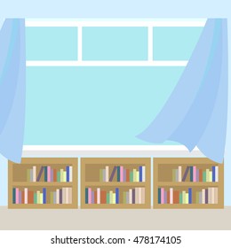 Library interior in the flat style vector icon