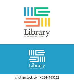 Library - Like bookshelves, this mark of books shape elements. logo Icon this suitable for library, bookstore, education, school, and everything about books.
