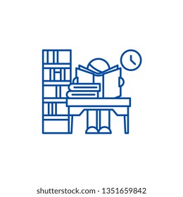 Library line icon concept. Library flat  vector symbol, sign, outline illustration.