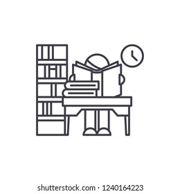 Library line icon concept. Library vector linear illustration, symbol, sign