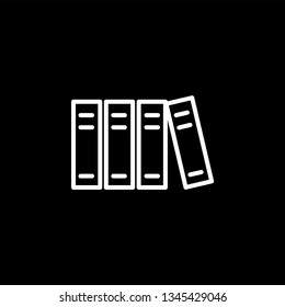 Library Line Icon On Black Background. Black Flat Style Vector Illustration.