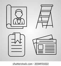 Iconos De Línea De Biblioteca Aislados En La Biblioteca De Símbolos De Esquema Blanco
