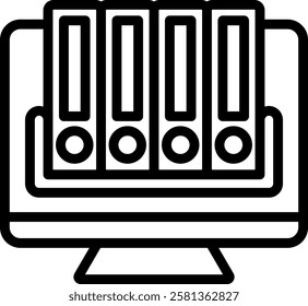 Library Line Vector Illustration On White Background.