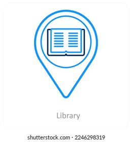Concepto de icono de biblioteca y ubicación