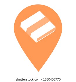 Library location map pin pointer icon. Element of map point for mobile concept and web apps. Icon for website design and app development. Premium books store, library, e-book in flat icon sign.