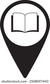 Ilustración de icono de mapa de pin de ubicación de Biblioteca