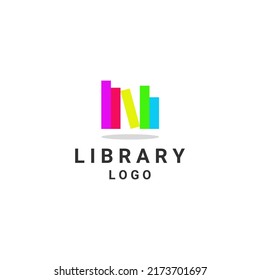 library logo with book template design