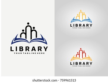 Library Logo Template Design. Creative Vector Emblem for Icon or Design Concept