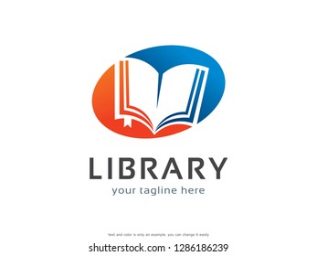 Library Logo Template Design Vector, Emblem, Concept Design, Creative Symbol, Icon