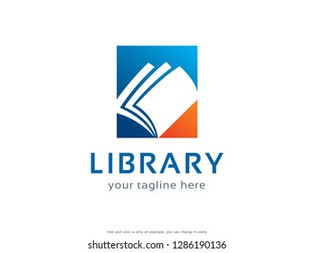 Library Logo Template Design Vector, Emblem, Concept Design, Creative Symbol, Icon