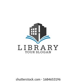 Ilustración de diseño de vectores con logotipo de biblioteca