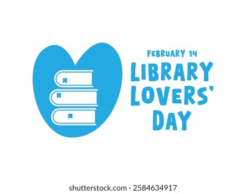 Library Lovers' Day. February 14. Flat design vector. Stack of books. Eps 10.