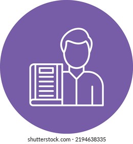 Library Man line circle icon vector image. Can also be used for web apps, mobile apps and print media.