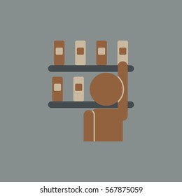 library and man silhouette taking book