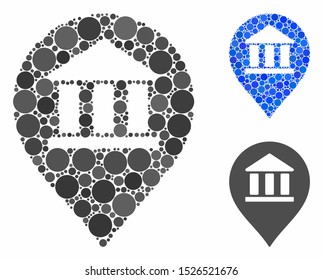 Library map marker composition for library map marker icon of round dots in different sizes and color hues. Vector round dots are grouped into blue composition.