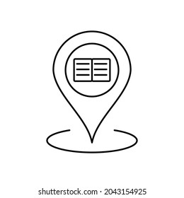 library map pin line icon vector design, editable stroke line icon