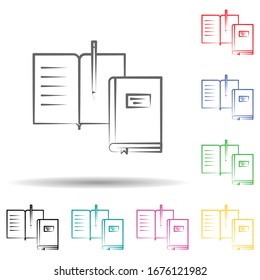 Icono de conjunto multicolor de biblioteca. Línea delgada simple, contorno vectorial de los iconos de educación para ui y ux, sitio web o aplicación móvil