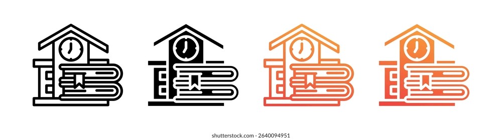 Library Multi Style Icon Set Vector