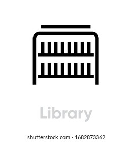 Icono del reproductor de música de biblioteca. Vector de línea editable. Archivo de depósito de símbolos rectangulares estilizado. Pictograma único.