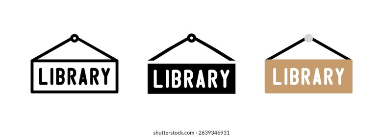 A library name sign icon, perfect for representing library branding, signage, knowledge centers, and book establishments.