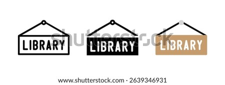A library name sign icon, perfect for representing library branding, signage, knowledge centers, and book establishments.