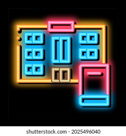 library neon light sign vector. Glowing bright icon library sign. transparent symbol illustration
