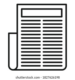 Library newspaper icon. Outline library newspaper vector icon for web design isolated on white background