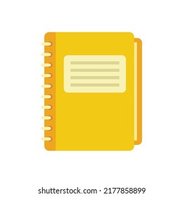 Library notebook icon. Flat illustration of library notebook vector icon isolated on white background