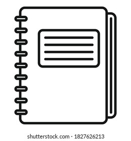 Notizbuch-Symbol für Bibliotheken. Rahmenbibliothek Notebook, Vektorsymbol für Webdesign einzeln auf weißem Hintergrund