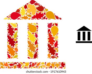Library Office mosaic icon designed for fall season. Vector library office mosaic is shaped of random autumn maple and oak leaves. Mosaic autumn leaves in bright gold, brown and red colors.