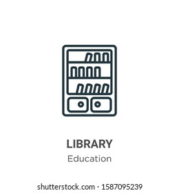 Library outline vector icon. Thin line black library icon, flat vector simple element illustration from editable education concept isolated on white background