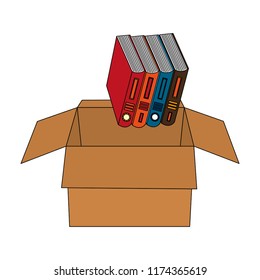 library pile books in carton box
