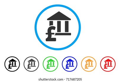 Library Pound Payment rounded icon. Style is a flat library pound payment grey symbol inside light blue circle with black, gray, green, blue, red, orange color versions.