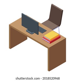 Library reading desktop icon. Isometric of library reading desktop vector icon for web design isolated on white background
